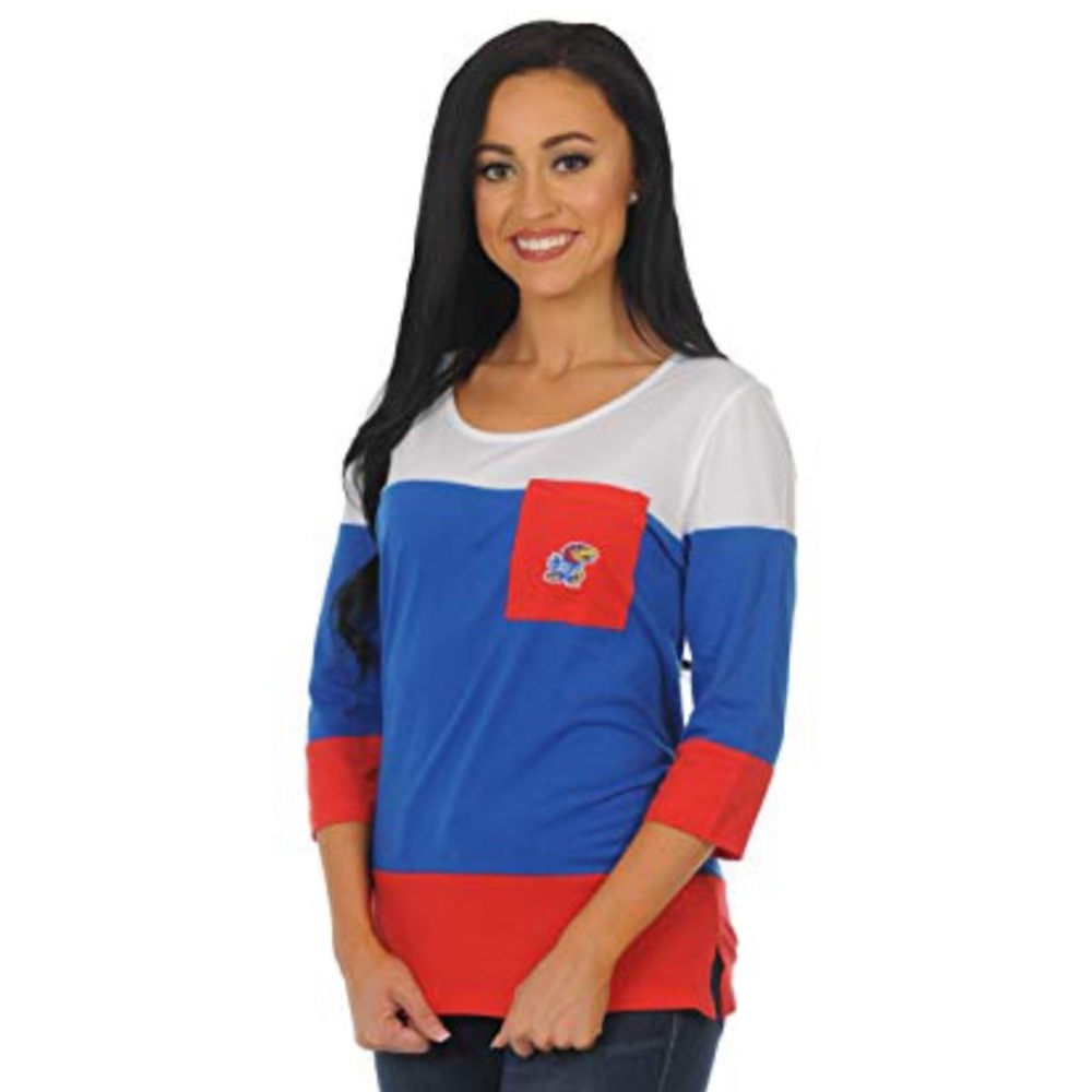 UG Apparel Kansas Jayhawks Colorblock Top NWT S